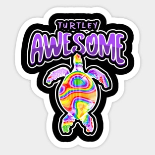 Turtley Awesome Rainbow Sea Turtle Love Sticker